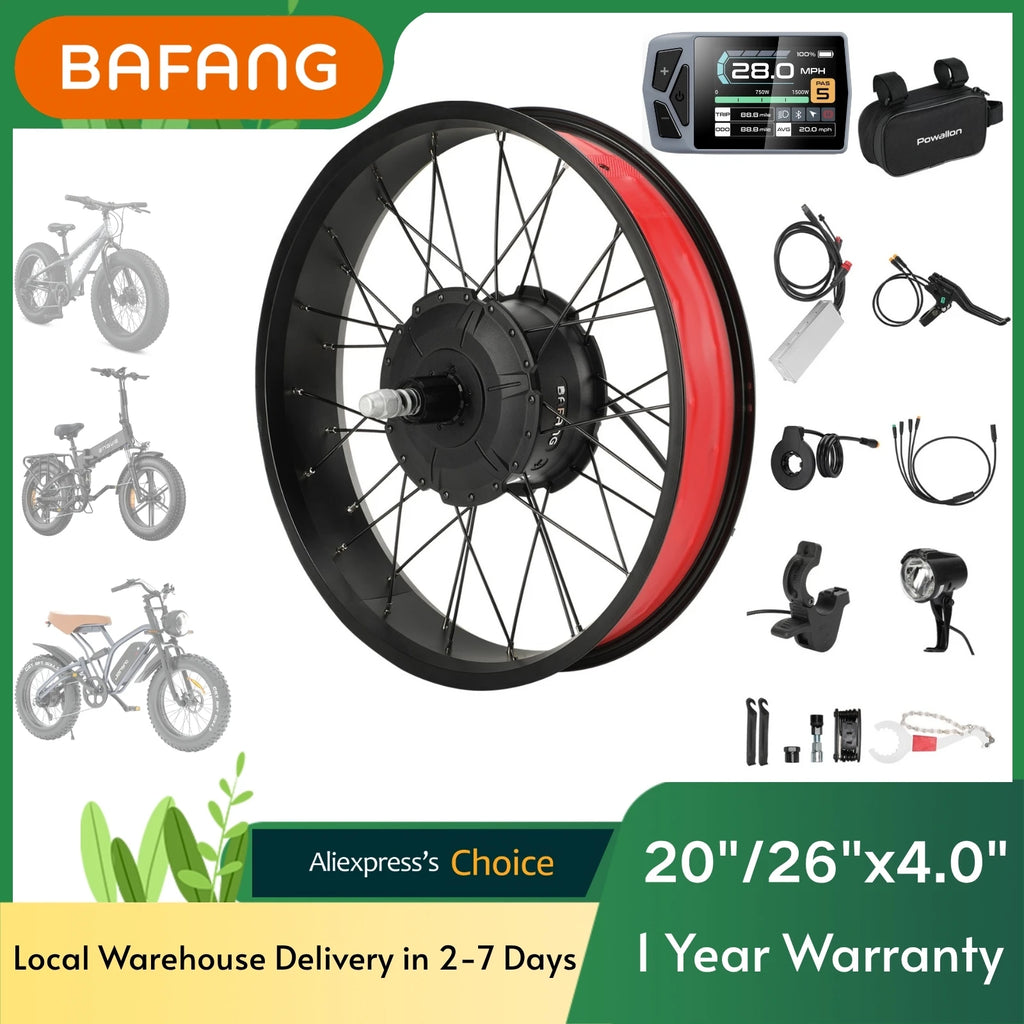 BAFANG 750W EBike Conversion Kit - Rear Hub Motor Drive for 20" 26" Snow/Beach Fat Bike - Upgrade Your MTB Cruiser Foldable Bike