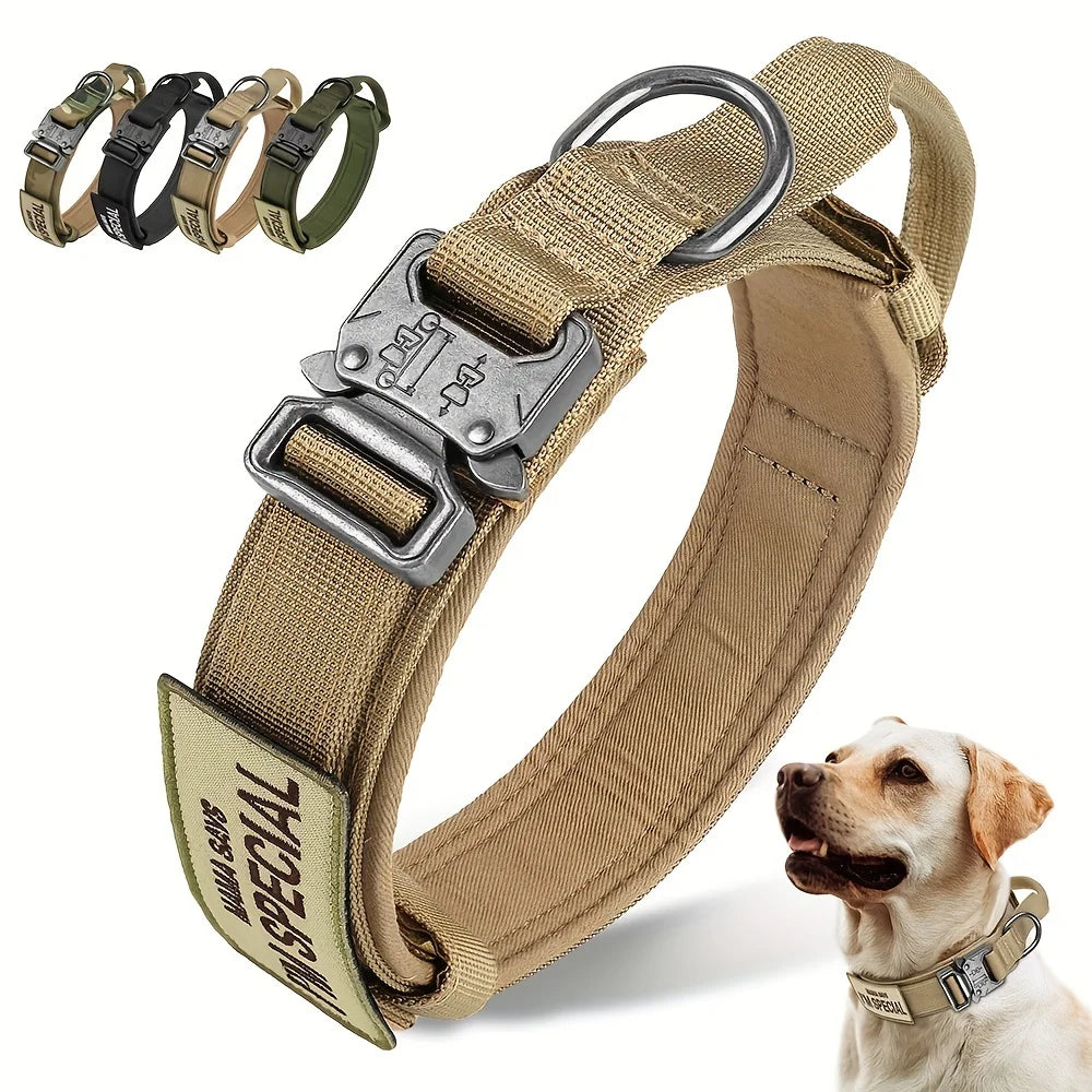 Handle Military Collar with Patch Outdoor Training and Walking for Medium and Large Dogs