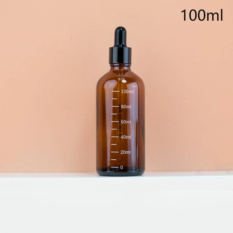 5ml-100ml Dropper Bottles With Scale Reagent Eye Drop Amber Glass Aromatherapy Liquid Pipette Bottle Refillable Bottles Travel