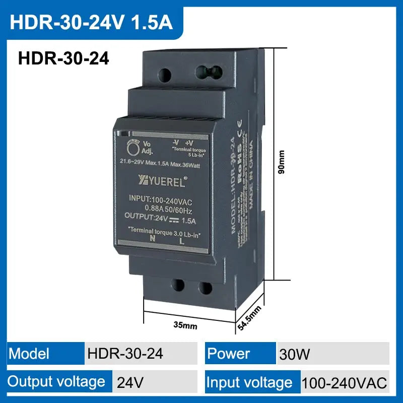 Ultrathin Switching Power Supply HDR 15W 30W 60W 100W 150W 12V 24V Rail Type Transformer