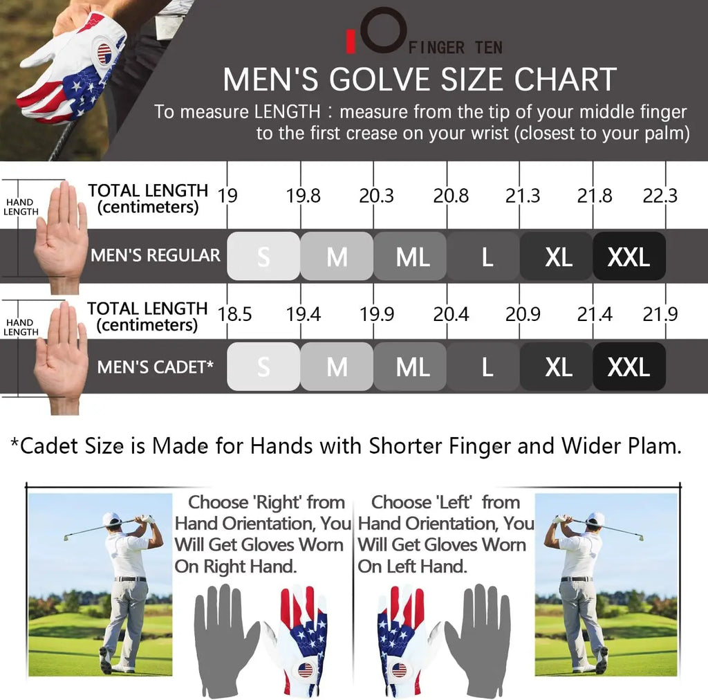 Golf Gloves Men Right Handed Golfer Left Hand with Ball Marker 2 Pack Leather Breathable Weathersof Grip Size Medium ML Large XL