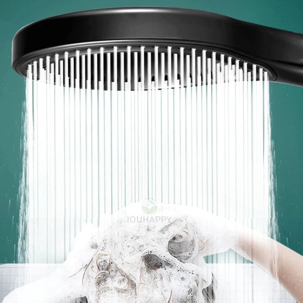 High Pressure Shower Head Hollow-ring Design Portable Handheld Filtered Shower Head Set Large Water Flow Bathroom Accessories