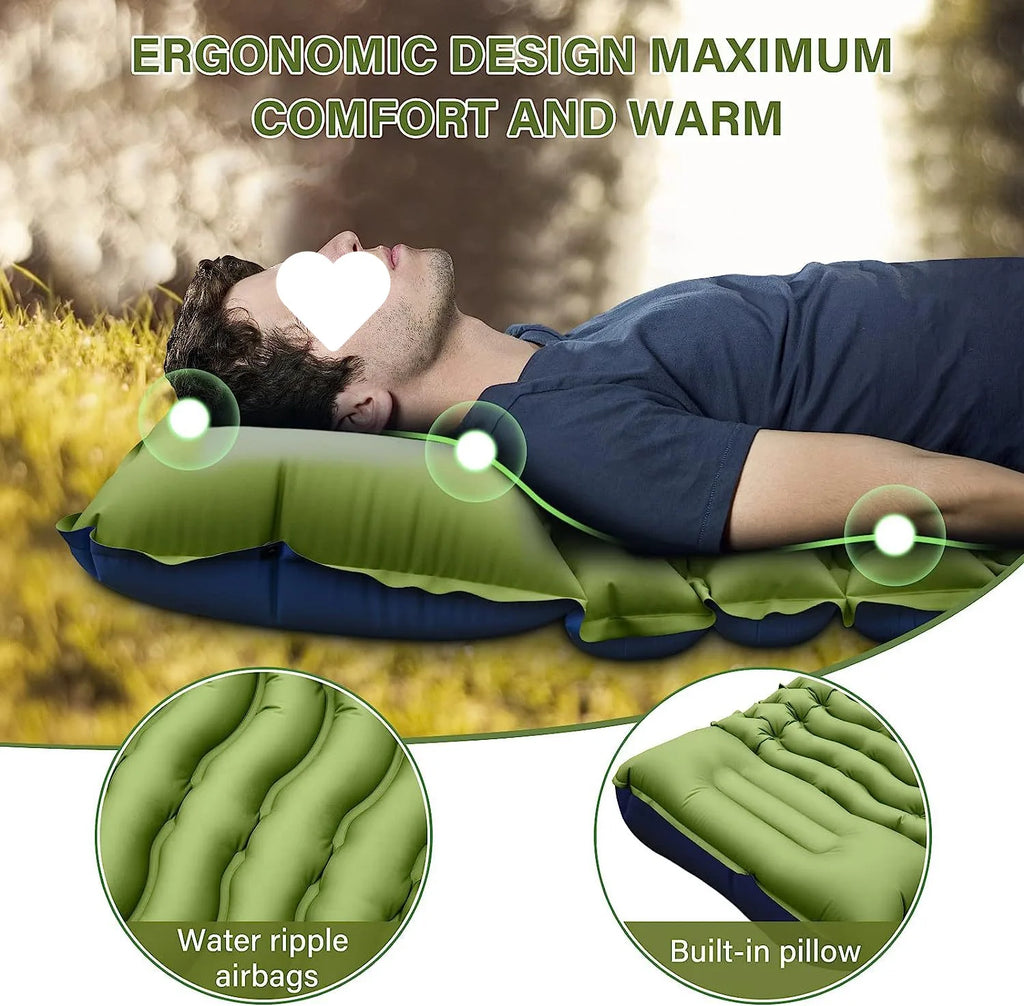 Camping Sleeping Pad Ultralight Camping Mat With Pillow Inflatable Mattress  Hiking Compact For Backpacking Hiking