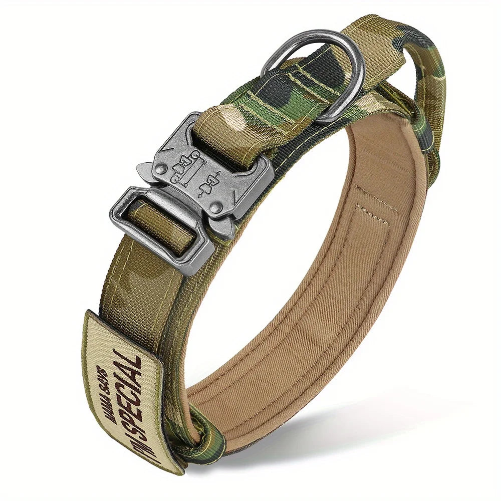 Handle Military Collar with Patch Outdoor Training and Walking for Medium and Large Dogs