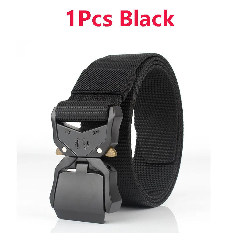 Quick Release Tactical Belt Men Black Outdoor Belt Buckle Best Men's Belt Black Casual Training Hunting Nylon Braided Belts New