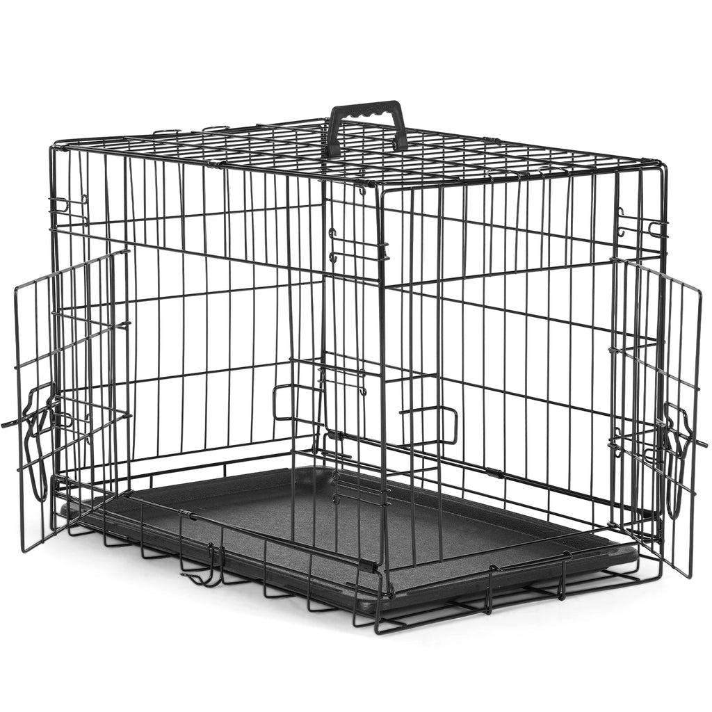 JHK Double Door Folding Metal Wire Dog Cage Travel