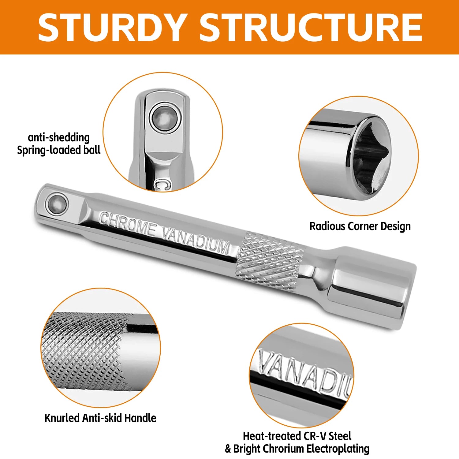 Impact Socket Adapter Set1/4" 3/8” 1/2”Drive  Chrome Vanadium Steel