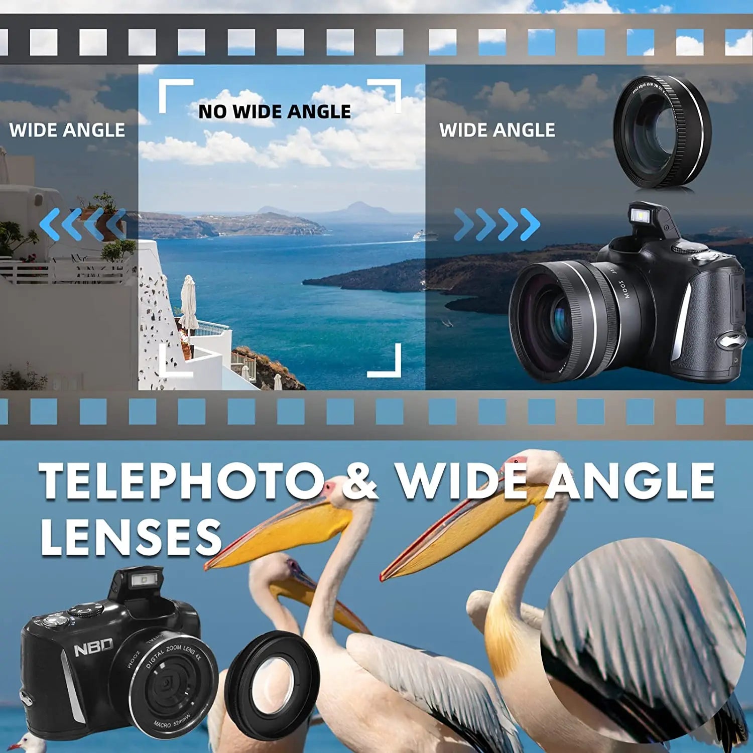 NBD Digital Camera for Photography and Video 4K 48MP Vlogging Camera for YouTube 16X Digital Zoom 52mm Wide Angle & Macro Lens