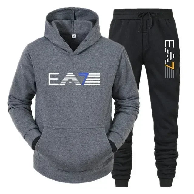 Men's sportswear set fashionable and casual autumn and winter men's sweatshirt + long pants two-piece set, brand-new outdoor ba