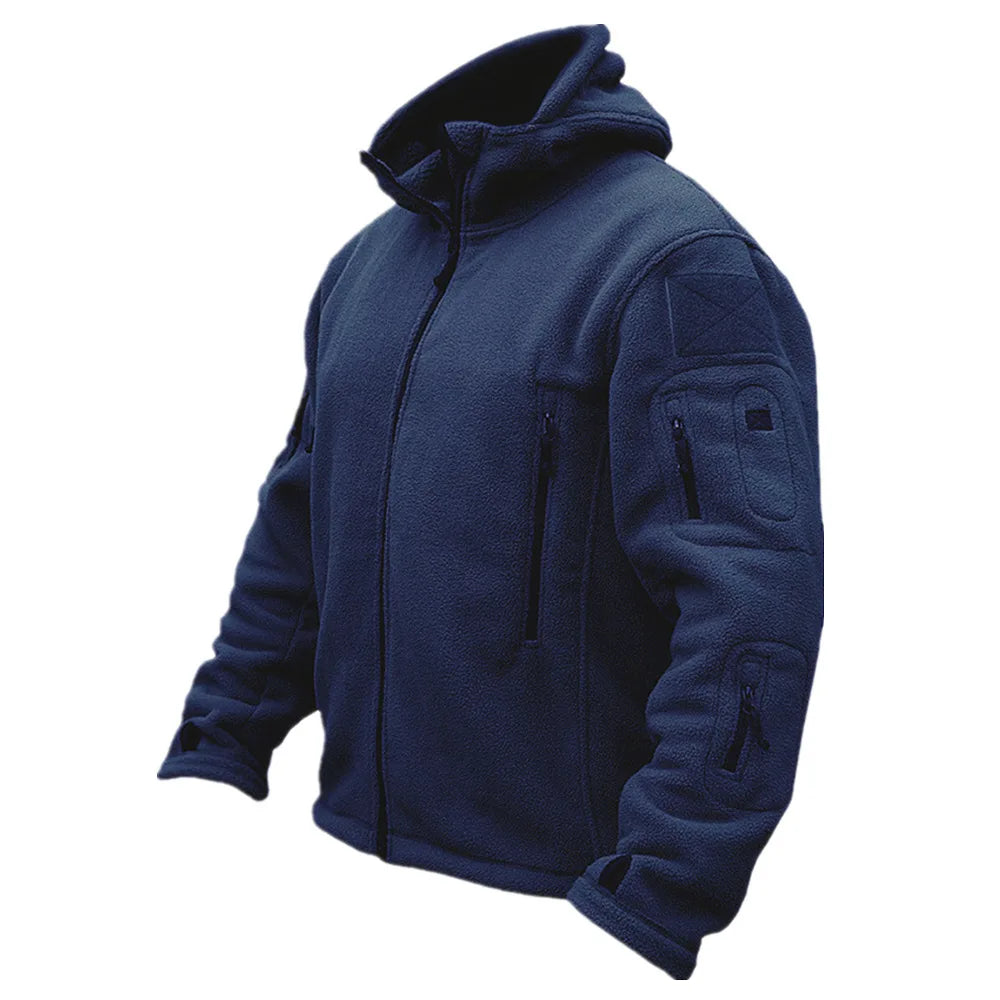 Men's Outdoor Hiking Hooded Coats Warm Military Tactical Sport Fleece Hoodie Jacket Multi-Pockets