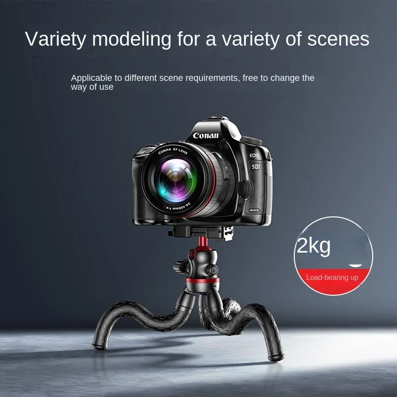 2025 new Flexible Octopus DSLR 2in1 Design Tripod With Phone Holder Side Cold Shoe 1/4'' Screw