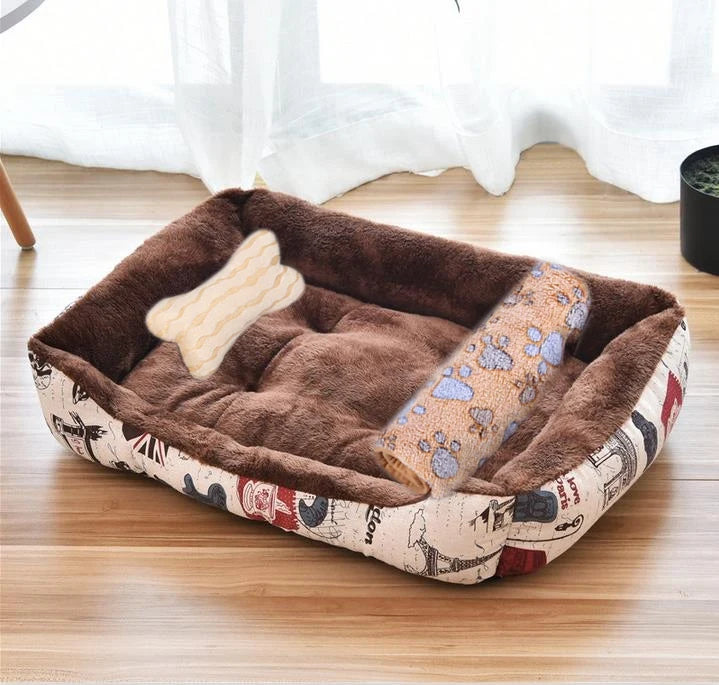 Pet Large Dog Bed Warm House Candy-colored Square Nest