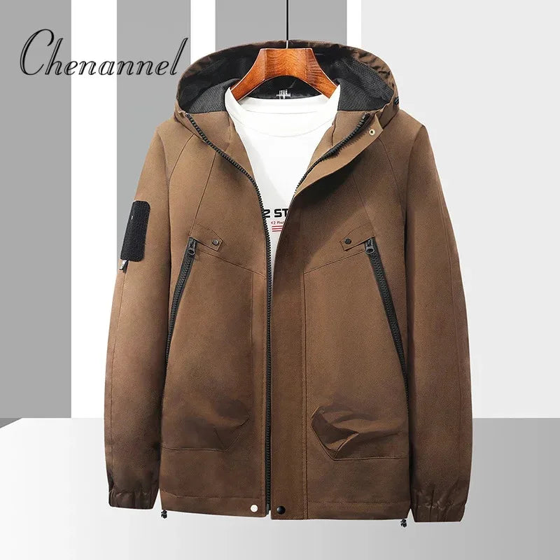 Outdoor mountain sports windbreaker  men's casual hooded jacket  new spring and autumn work jackets for both men and women
