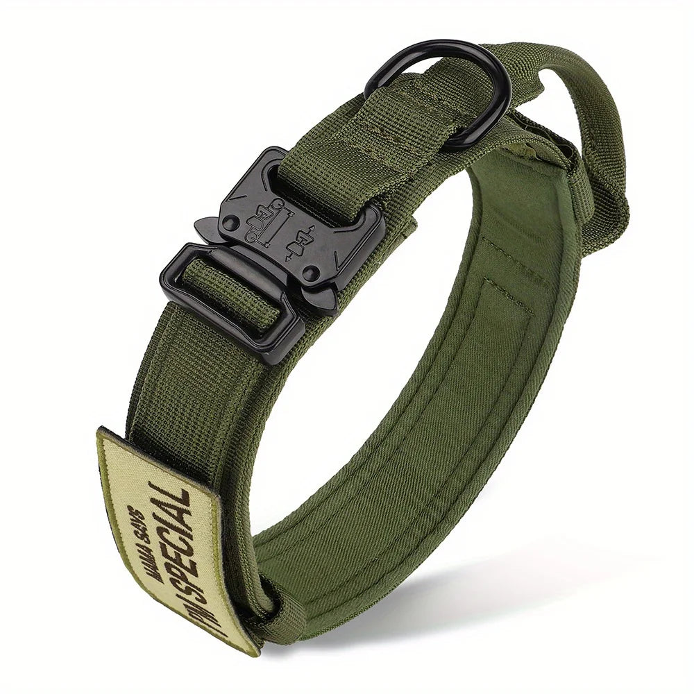 Handle Military Collar with Patch Outdoor Training and Walking for Medium and Large Dogs