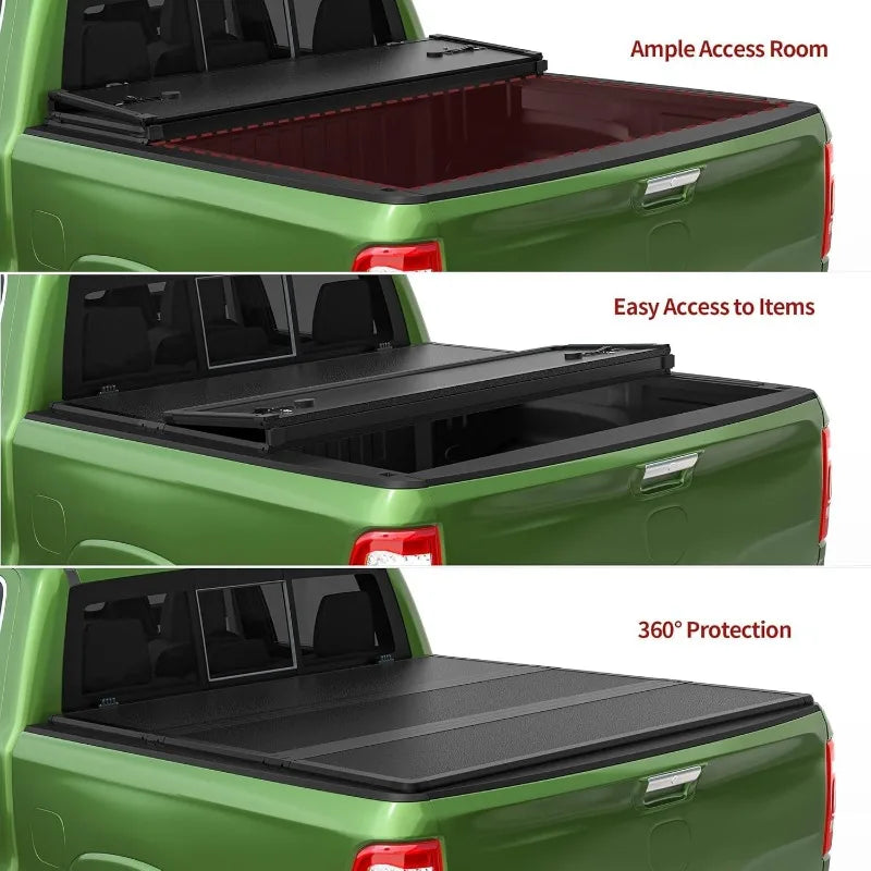 FRP Hard Tri Fold Truck Bed Tonneau Cover Fits For Toyota Tacoma 2024 2025 5 Ft Bed (Excl. Trail Edition) With Deck