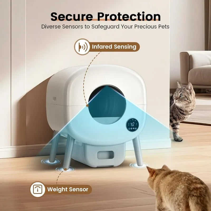 Extra Large  Multiple Cats, Odor-Free, App-Controlled, Ambient Light Waste Disposal