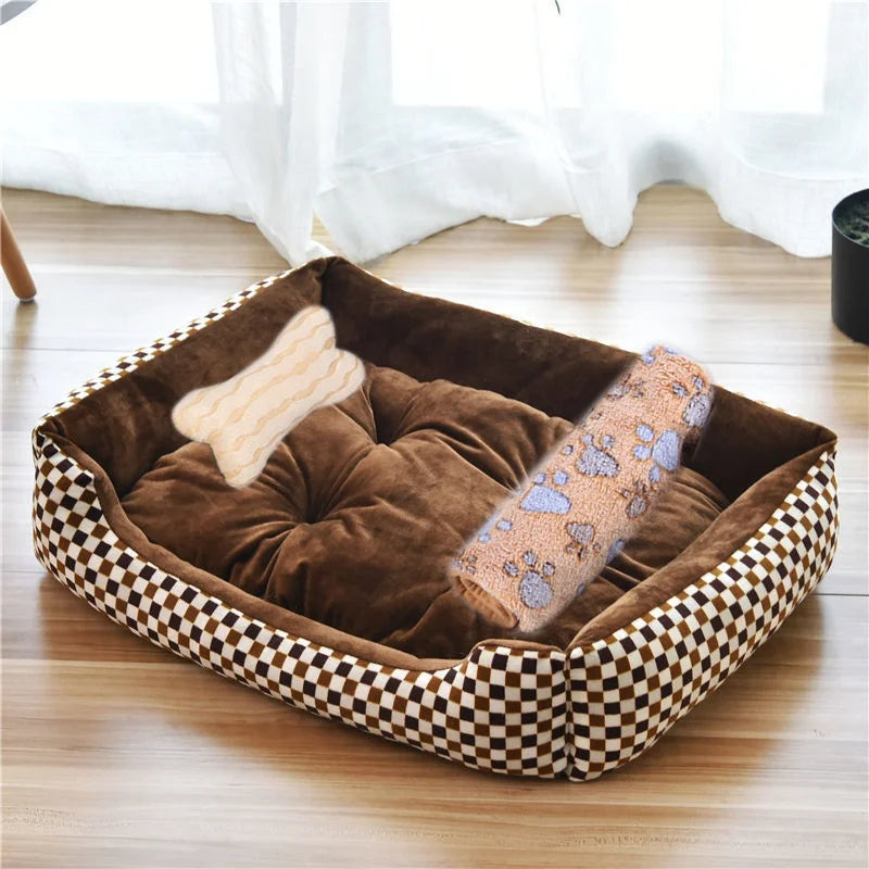 Pet Large Dog Bed Warm House Candy-colored Square Nest