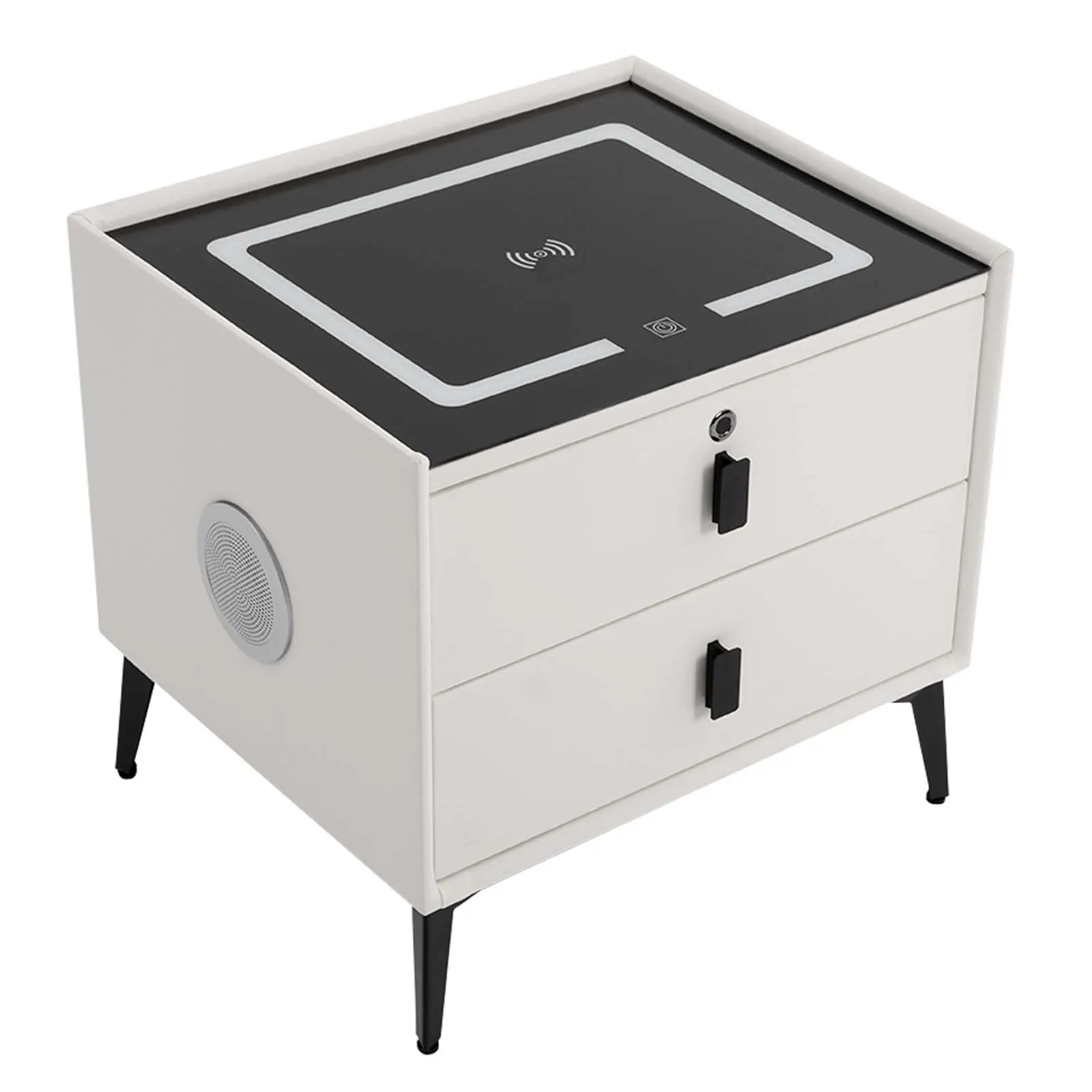 Modern Rectangular Bedside Table with Drawers Bluetooth Speaker Smart Bedside