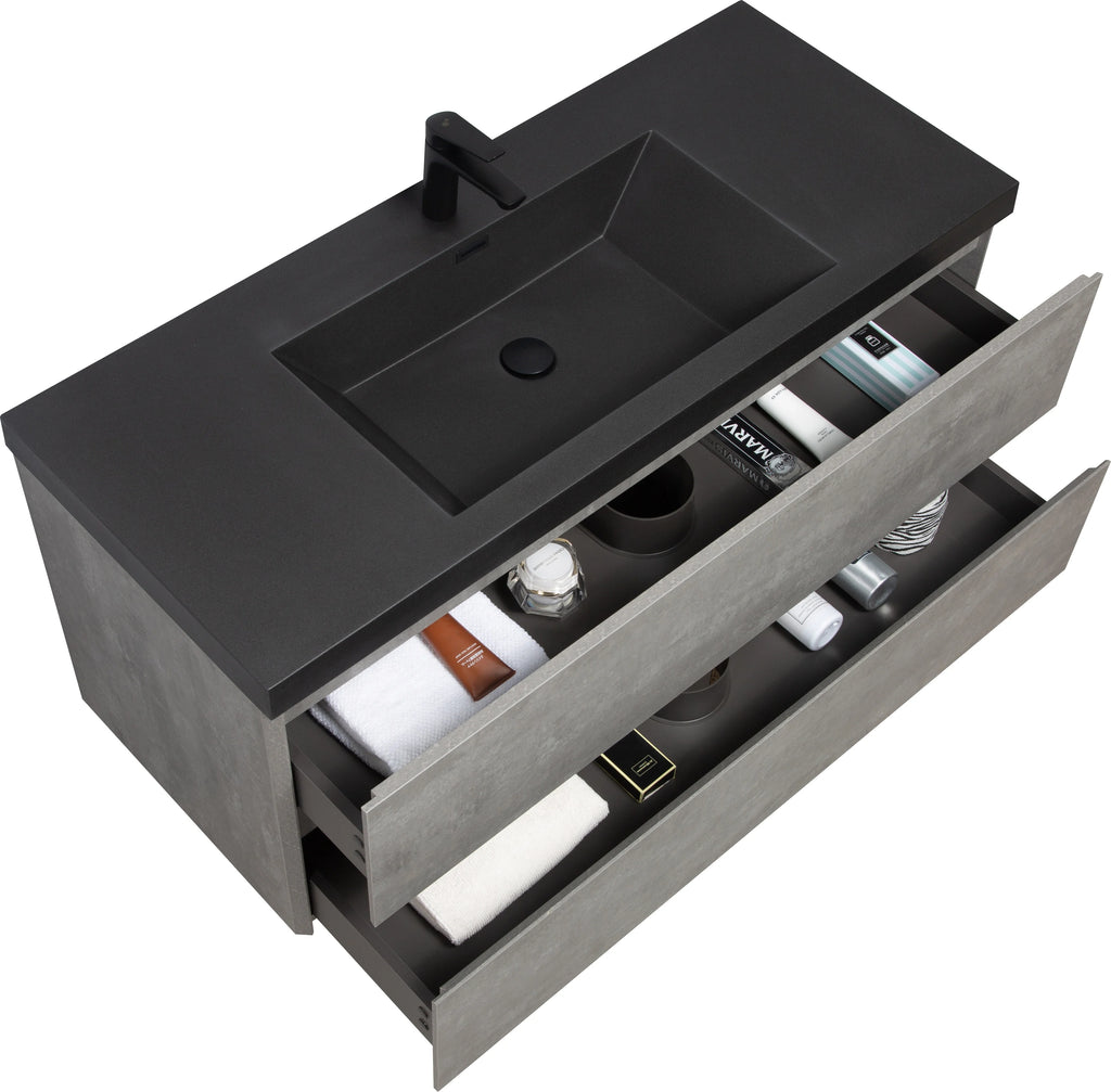 48"  Modern Wall-Mounted Bathroom Storage Vanity Cabinet  Sand Top Basin and