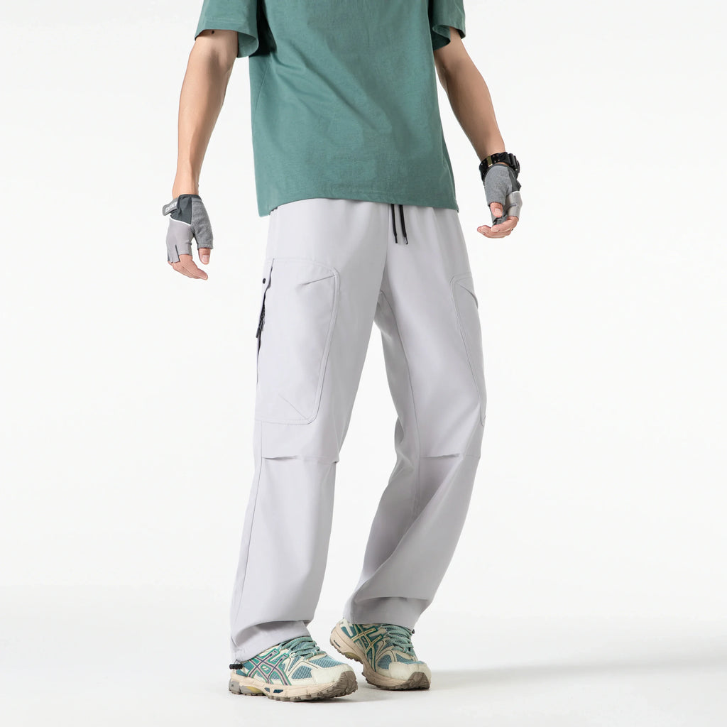 Outdoor Climbing Camping Hiking Trousers Casual Loose Cuffed Pants Men's Solid Color Long Pants Autumn Fashion Men Clothing