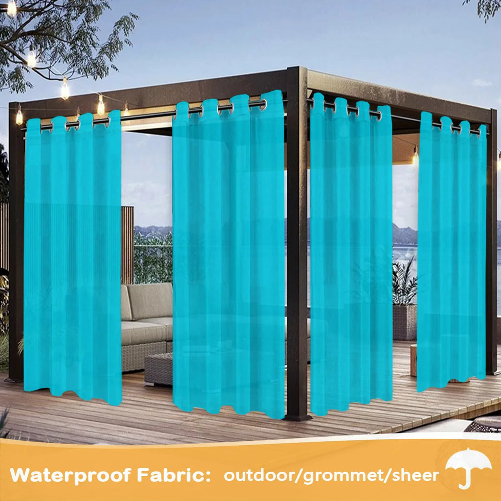 4PCS  Light, Semi-Sheer, Grommet Top For Courtyards, Terraces, Swimming Pools, Balconies