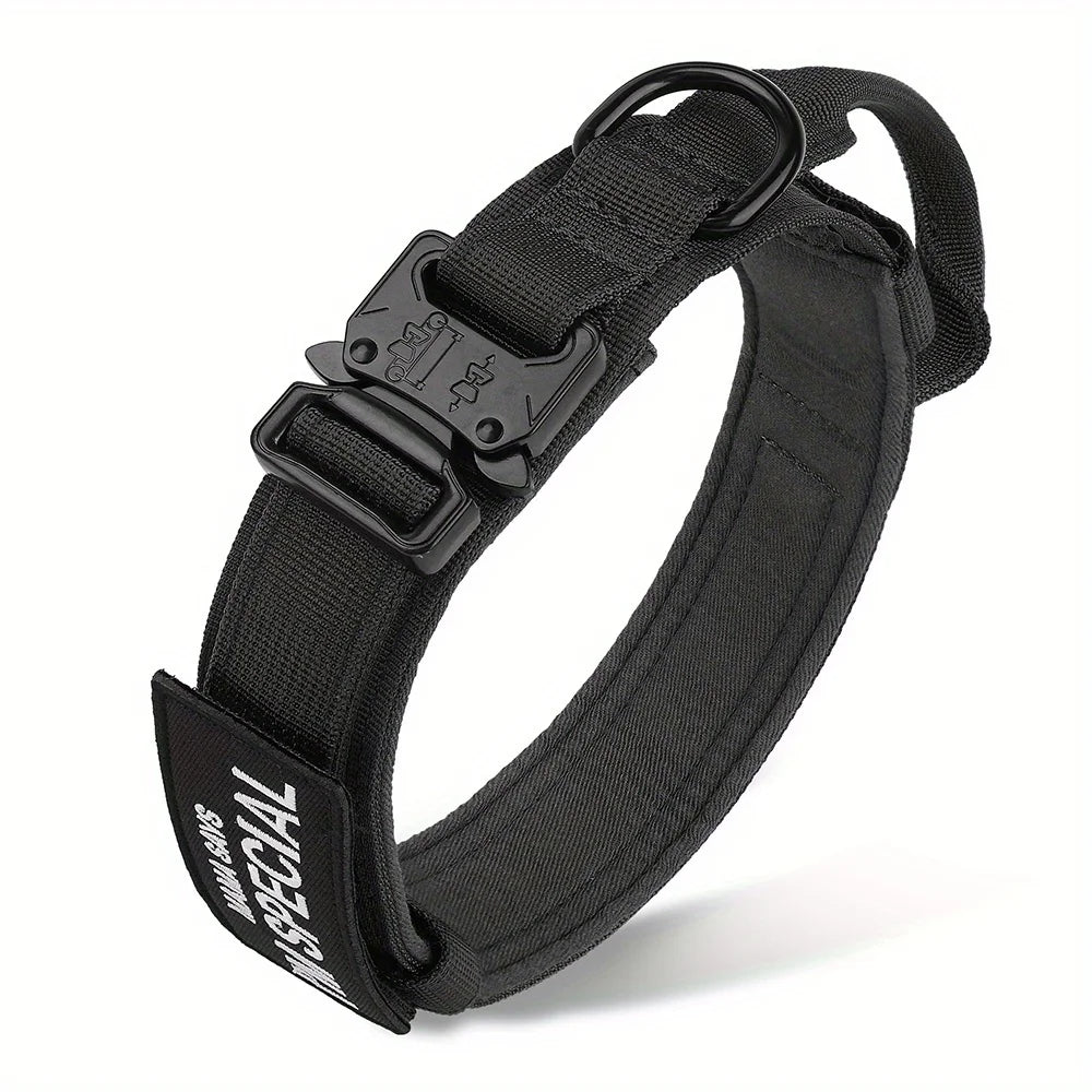 Handle Military Collar with Patch Outdoor Training and Walking for Medium and Large Dogs