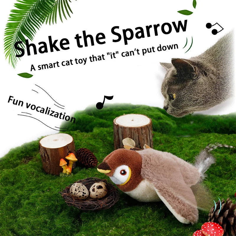Interactive Cat Toys Rechargeable Flying Bird Cat Toy  Can Add Catnip Touch Activated Plush Toy