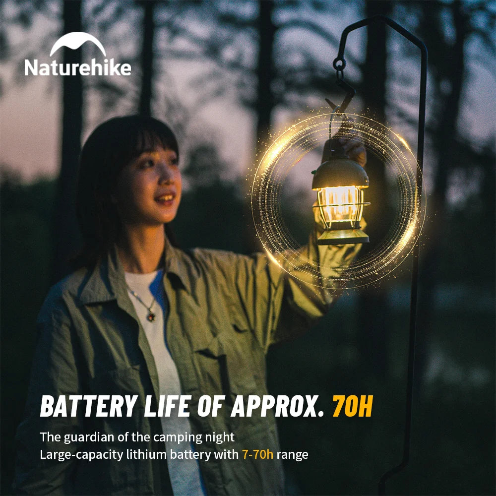 Naturehike 2025 New Camping Light High Endurance 3 Modes Waterproof Lamp Ultralight Usb Charge High Lumen Outdoor Travel Lantern