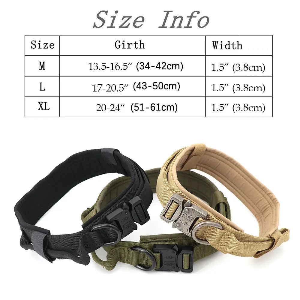 Handle Military Collar with Patch Outdoor Training and Walking for Medium and Large Dogs