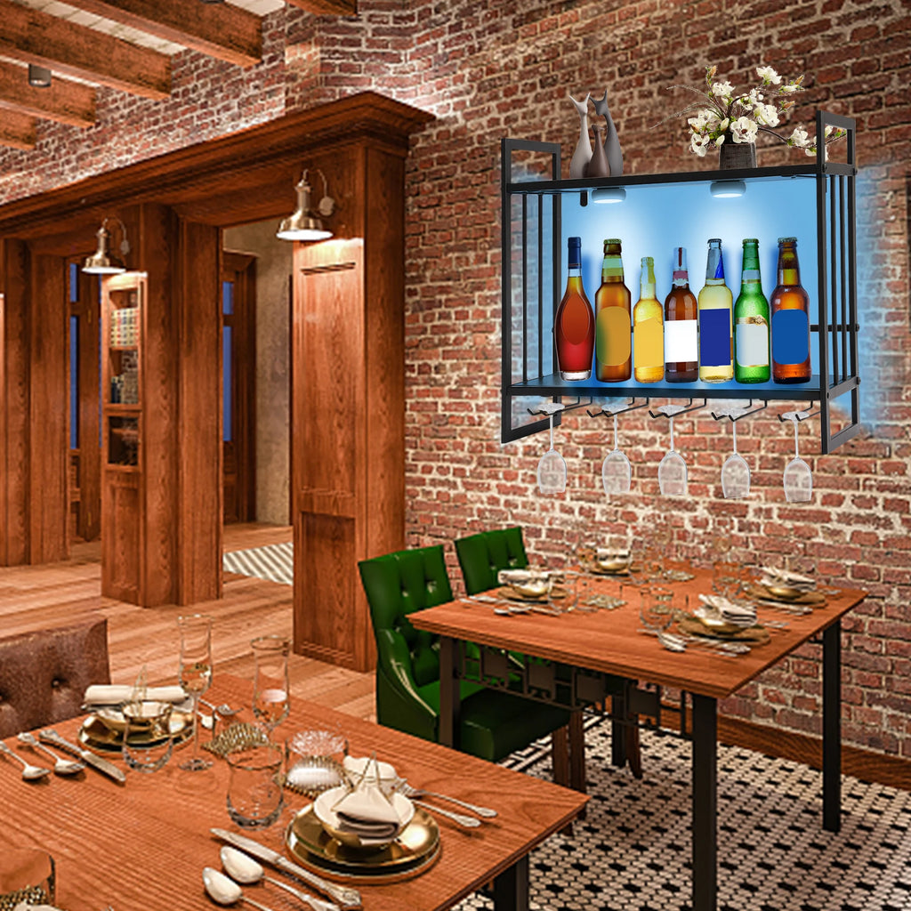 LED Wine Rack Wall Mounted 23.6In Metal