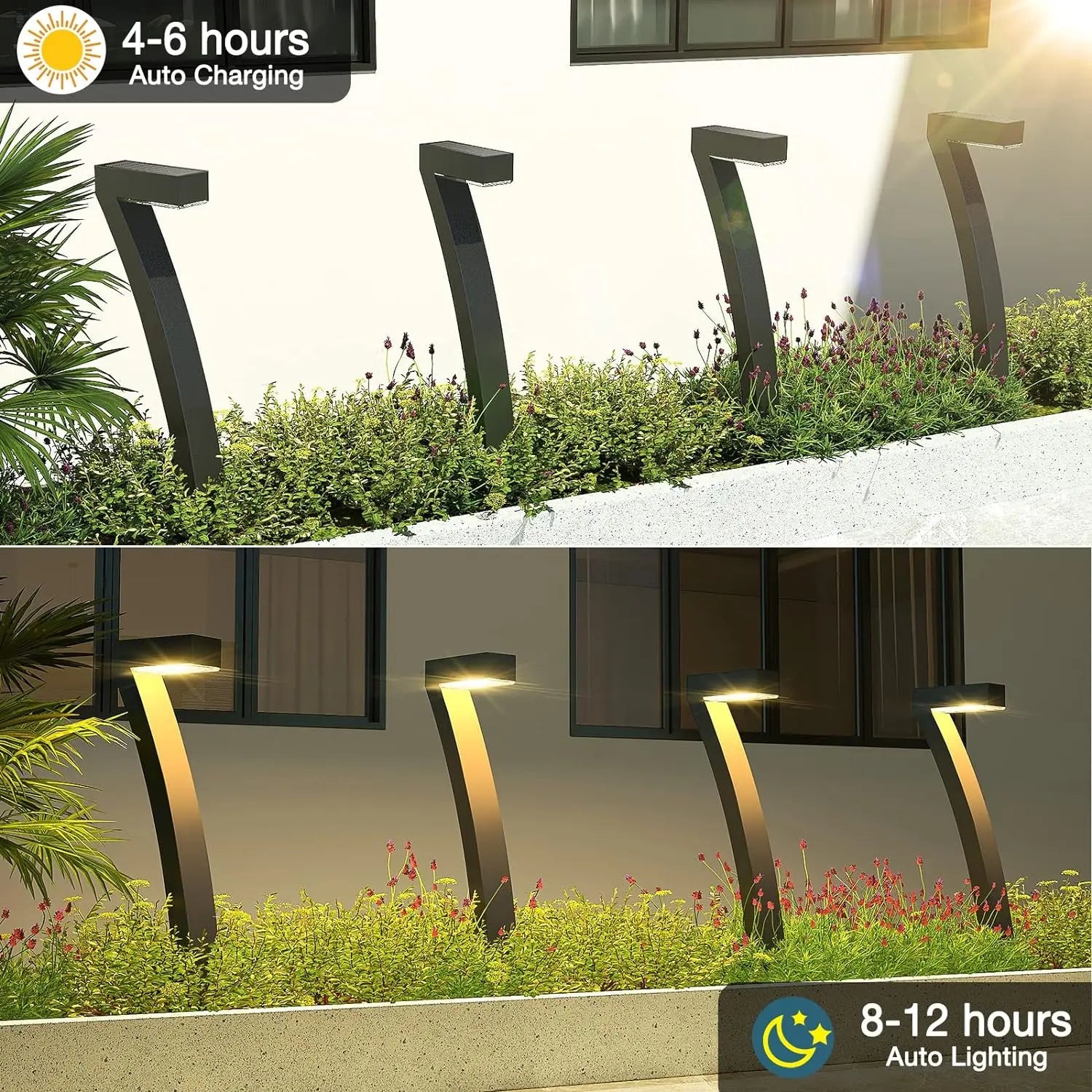 6/12 Pack Bright  12 Hrs Solar Garden Lights, Auto On/Off for Outside Landscape Path Yard Walkway