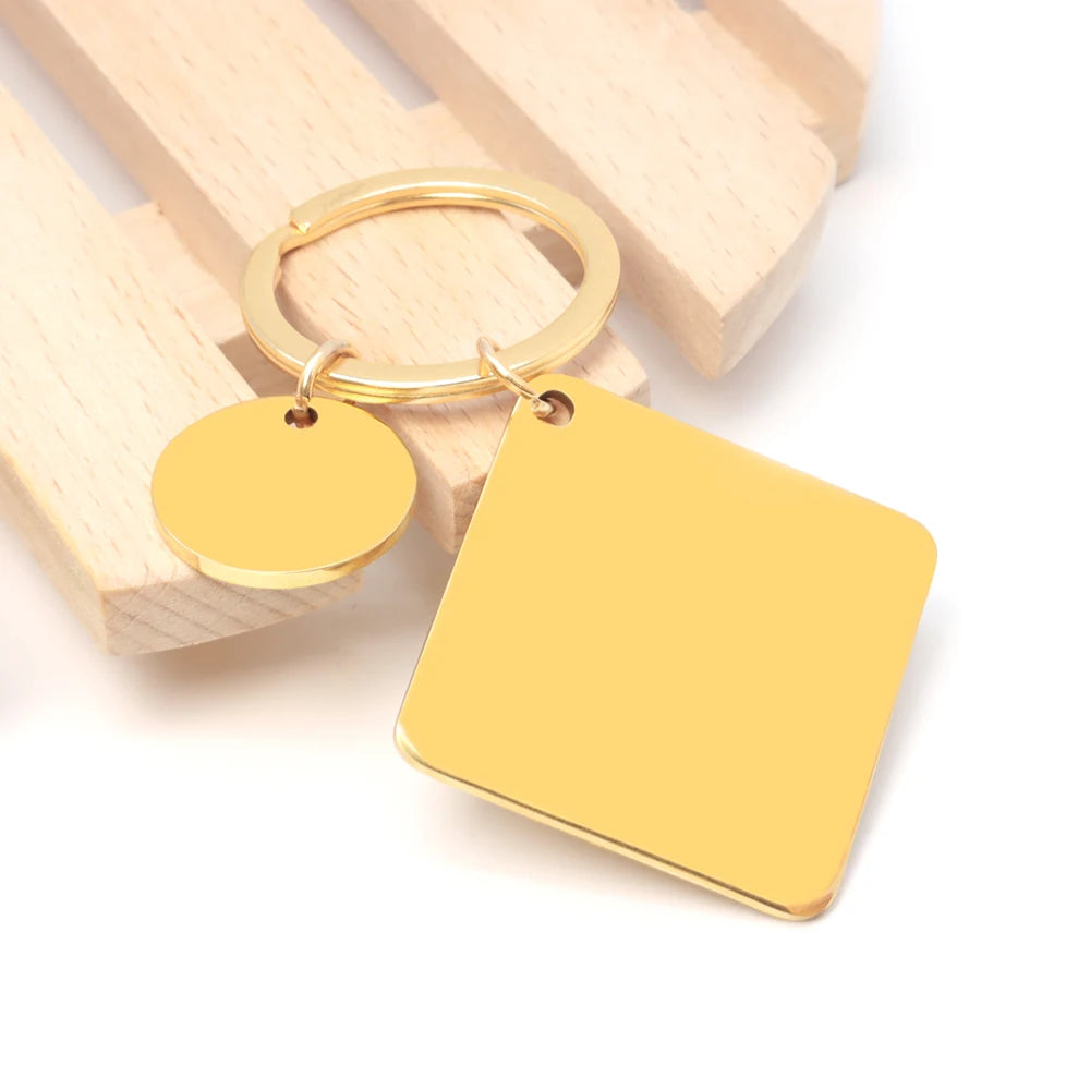 20Sets Pet Dog ID Tag Stainless Steel Mirror Metal Blank Square Personalized Keychain Keyring Engravable Anti-lost Accessories