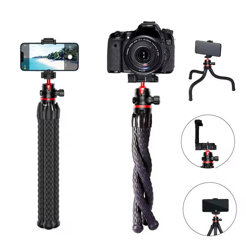 2025 new Flexible Octopus DSLR 2in1 Design Tripod With Phone Holder Side Cold Shoe 1/4'' Screw