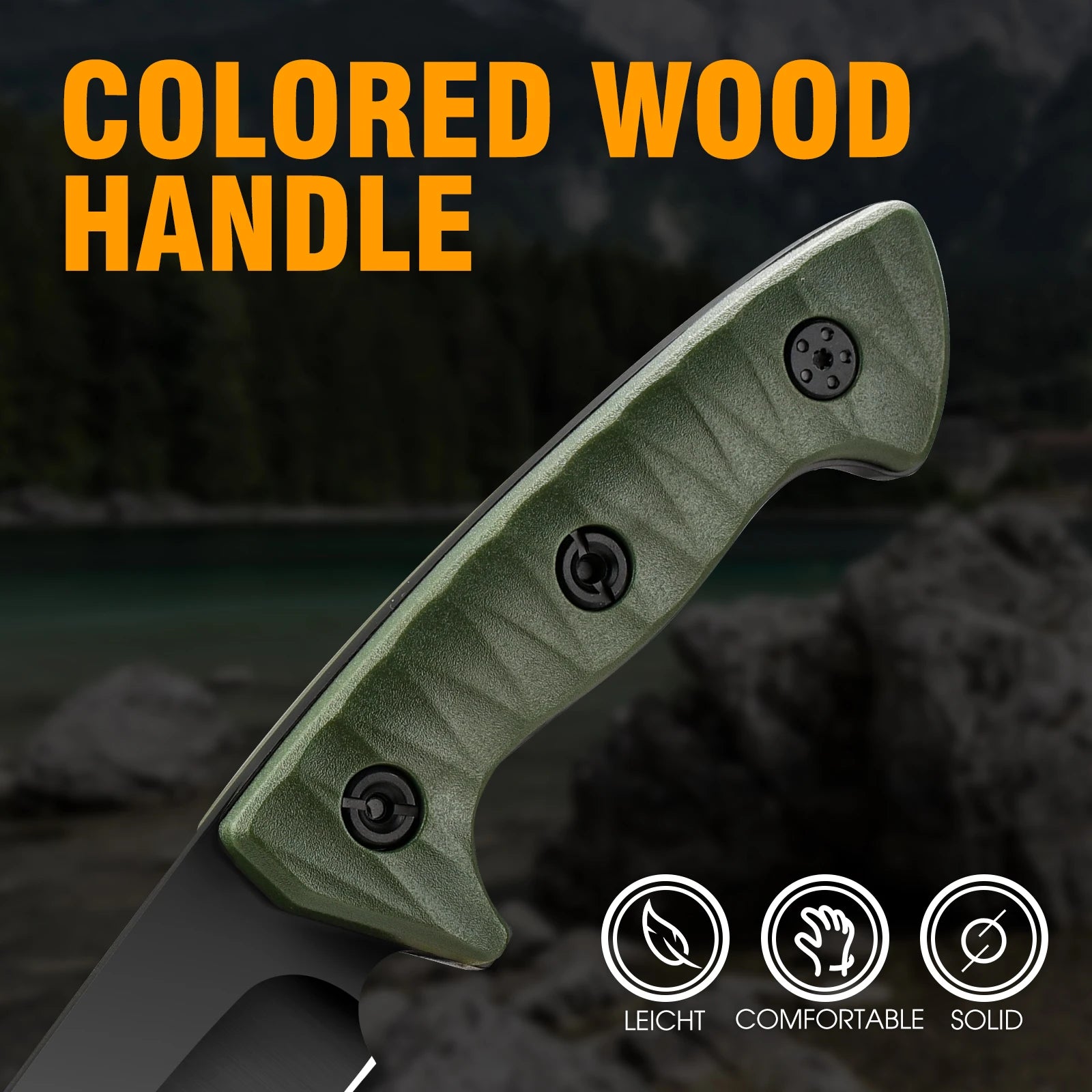 Rainforest Survival Knife - Lightweight, Stainless Steel with Wooden Handle & Spear