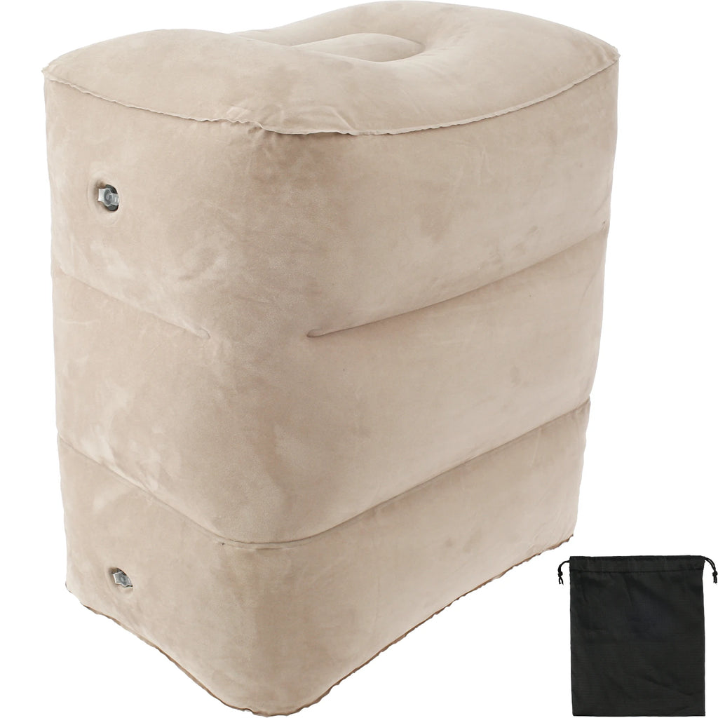 Inflatable Footrest Pillow PVC Flight Sleeping Footrest Rest Pillow 3 Layer Height Adjustable Car Bus Travel Foot Rest Pillow