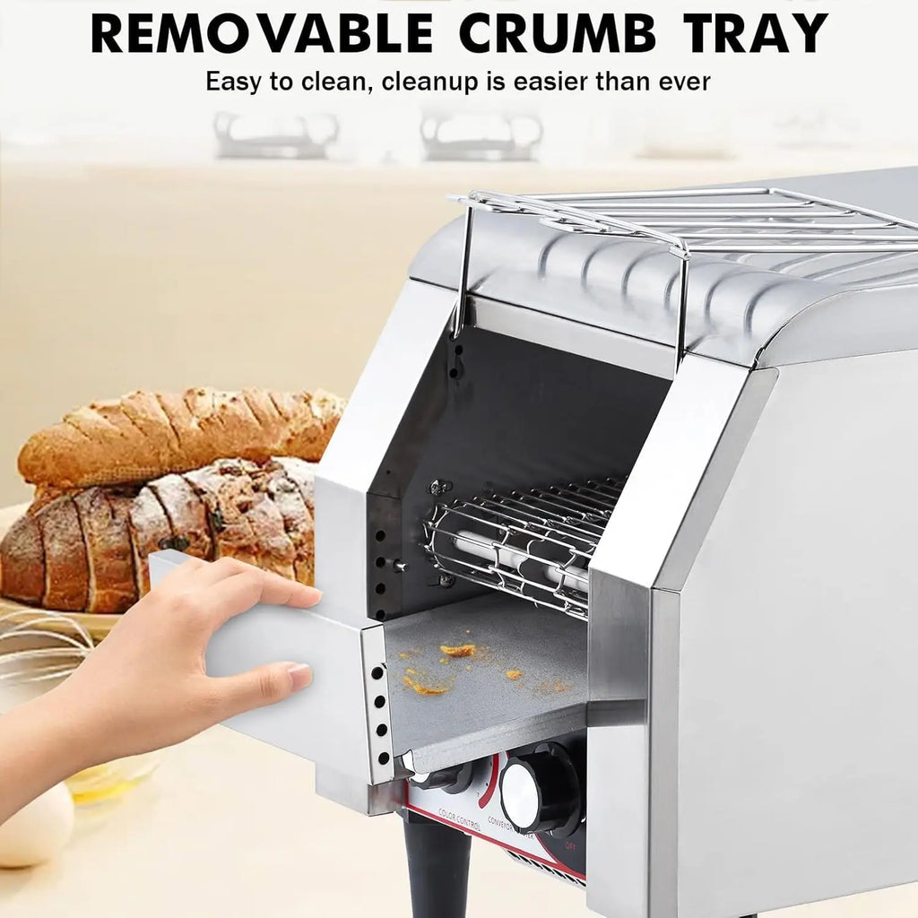 Commercial Toaster Conveyor 150 Slices/H Heavy Duty Industrial Design Stainless , Dual Heating Tube 7-Speed