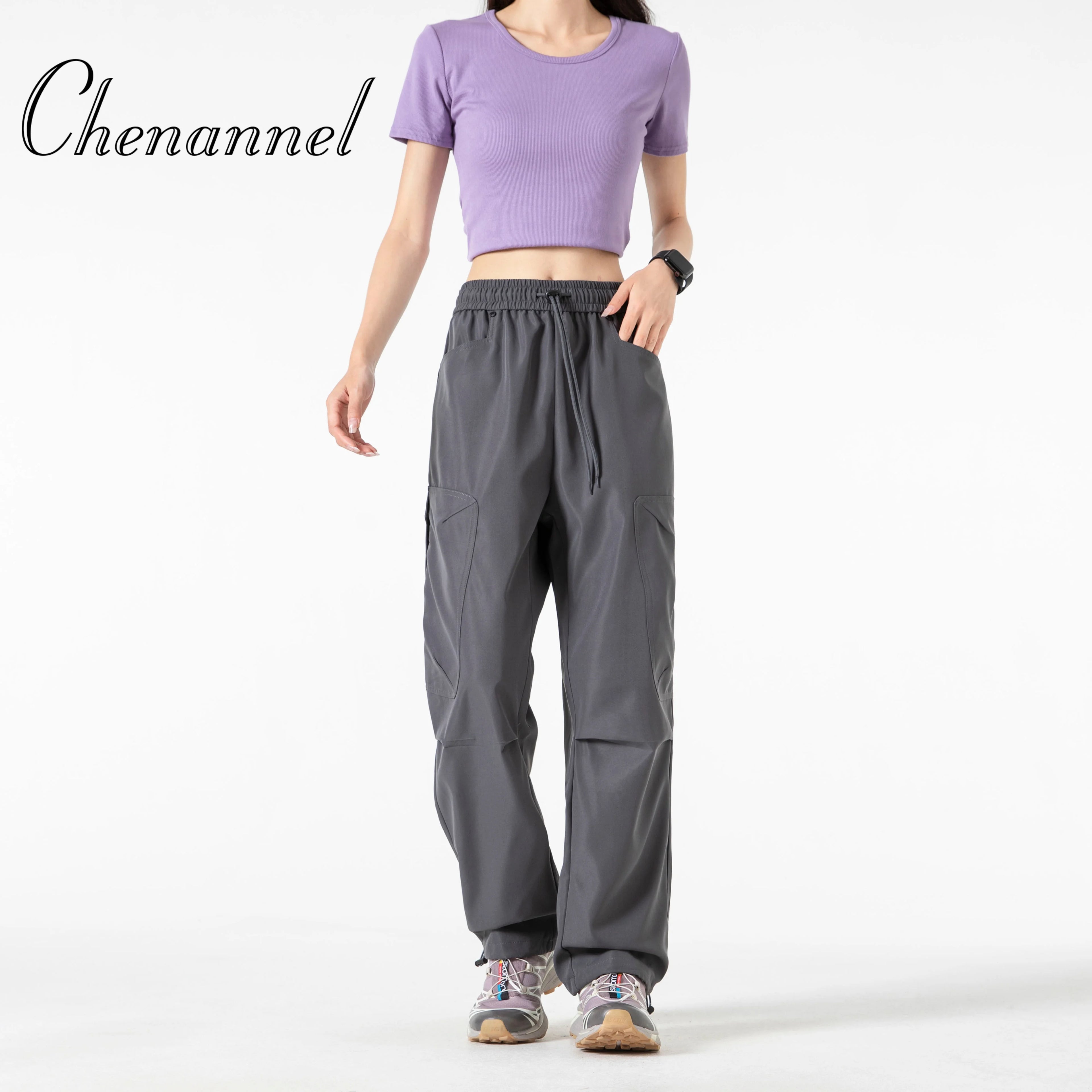 Outdoor Climbing Camping Hiking Trousers Casual Loose Cuffed Pants Men's Solid Color Long Pants Autumn Fashion Men Clothing