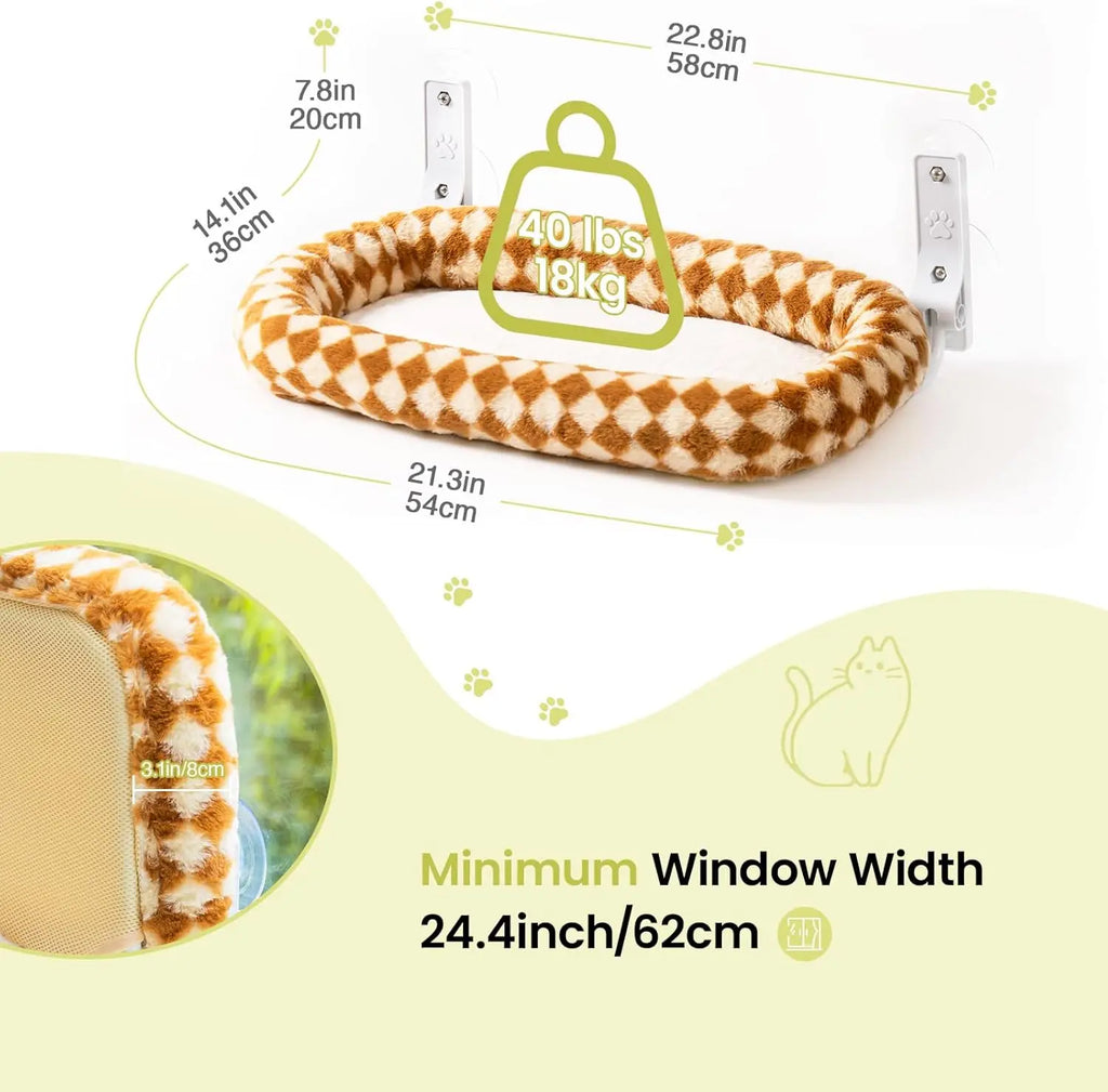Mewoofun Foldable Cat Window Perch  Cat  White Brown Green