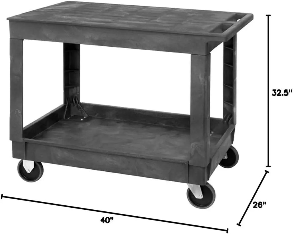 Pftc4026-33-2 Cart, Utility Transport, Plastic, 40"" X 26"" X 33"" With Flat Top, Gray
