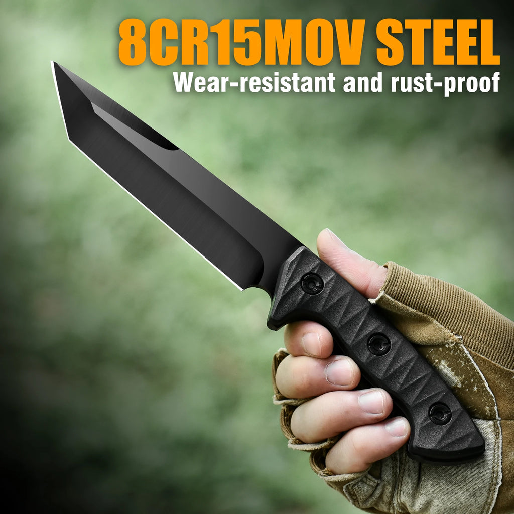 Rainforest Survival Knife - Lightweight, Stainless Steel with Wooden Handle & Spear