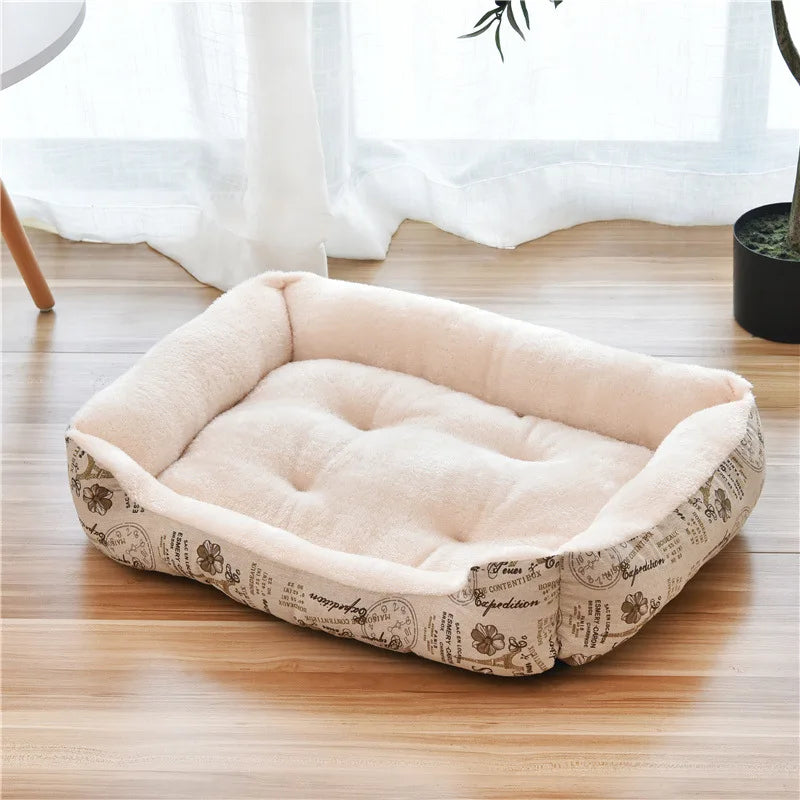 Pet Large Dog Bed Warm House Candy-colored Square Nest