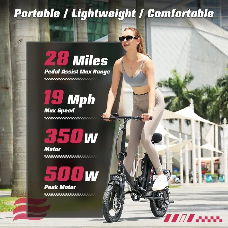 S14/S16 Electric Bike For Adults, Max 19/22 MPH Speed & 28/50 Miles Range (PAS), 500W/750W Peak Motor, Foldable