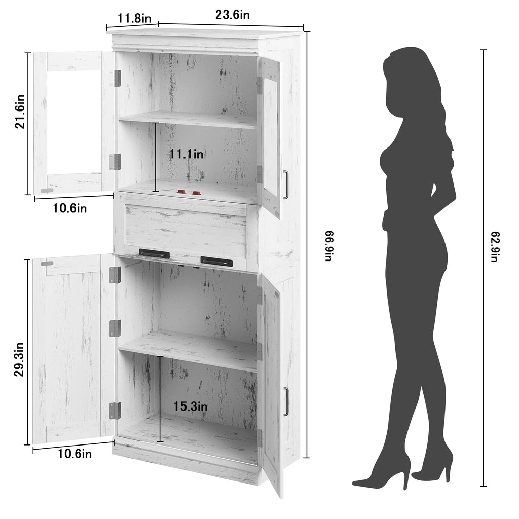 Tall Bathroom Cabinet, Slim Bathroom Storage Cabinet, Freestanding Narrow Cabinet with Adjustable Shelves