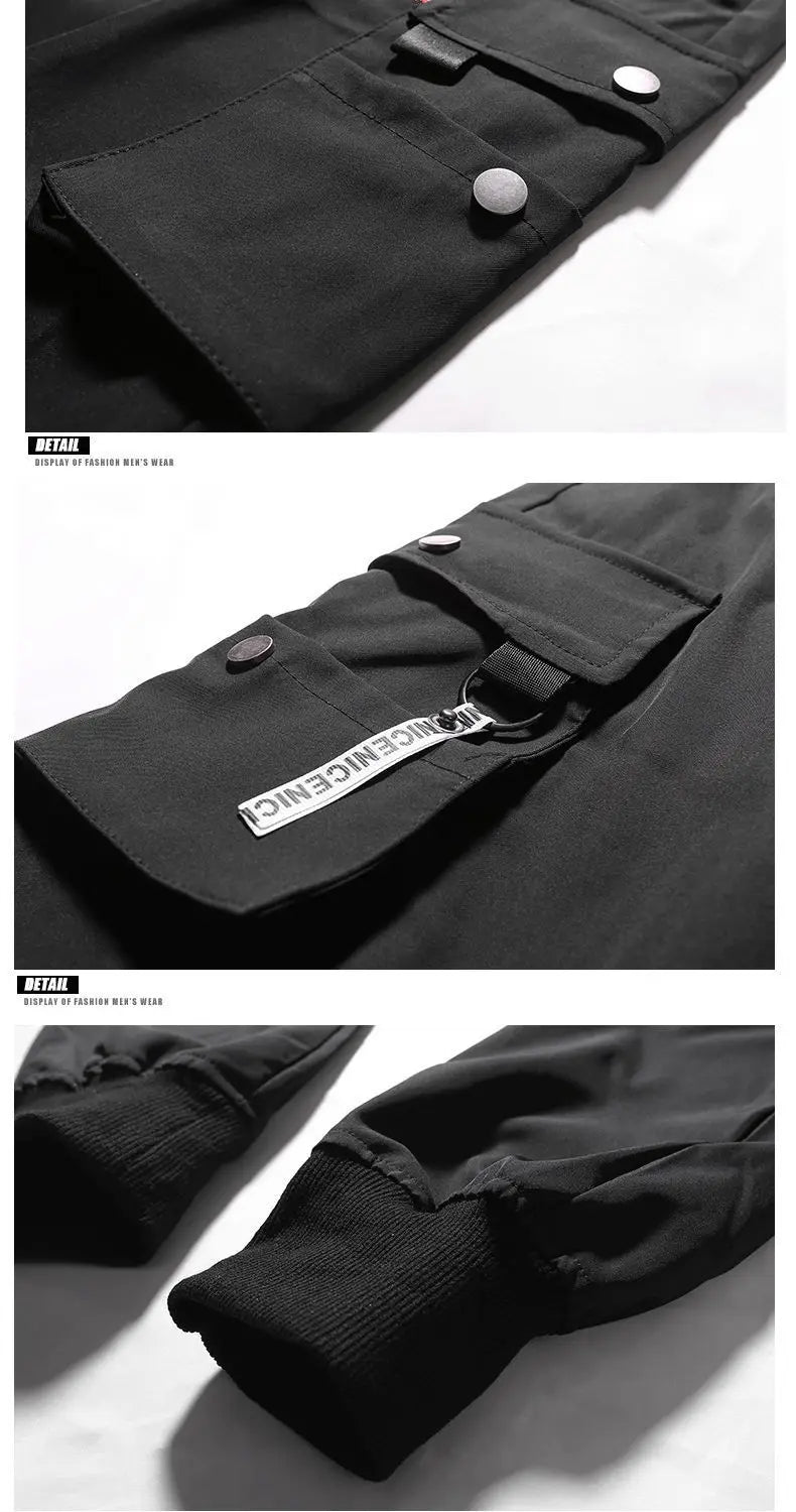 2025 New Outdoor Casual Pants Men's wear-resistant loose-fitting straight-leg multi-pocket overalls men's trousers