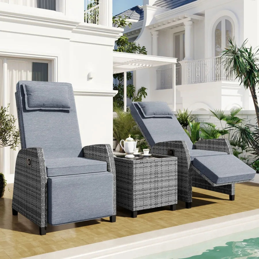 U_Style Outdoor Rattan Twoperson Combination With Coffee Table Suitable For Courtyard Swimming Pool Balcony