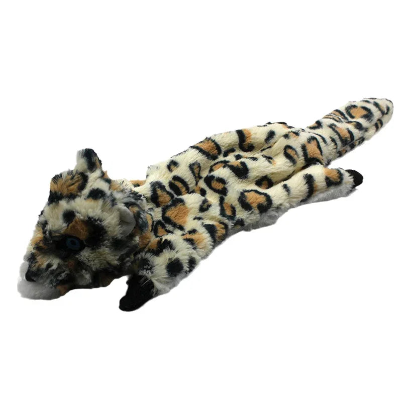 45/60CM Plush Pet  Dog Chew Toy with Squeaker Animal Shape for Small Medium Dogs Puppy Fox Wolfdog Squirrel Lion Tiger Leopard