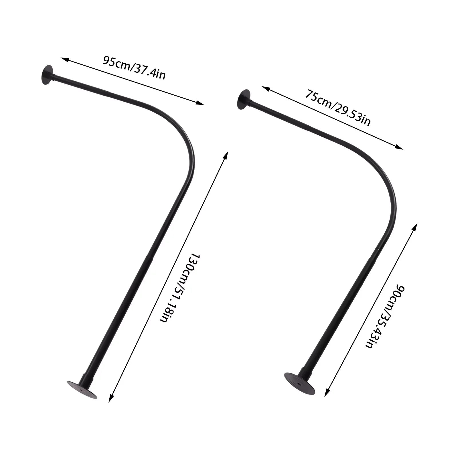 Adjustable Curved Shower Curtain Rod Stainless Steel Bathrooms Bath Pole Rail L Shape No Drilling Corner Telescopic Rod