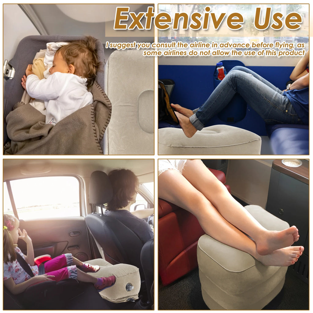 Inflatable Footrest Pillow PVC Flight Sleeping Footrest Rest Pillow 3 Layer Height Adjustable Car Bus Travel Foot Rest Pillow