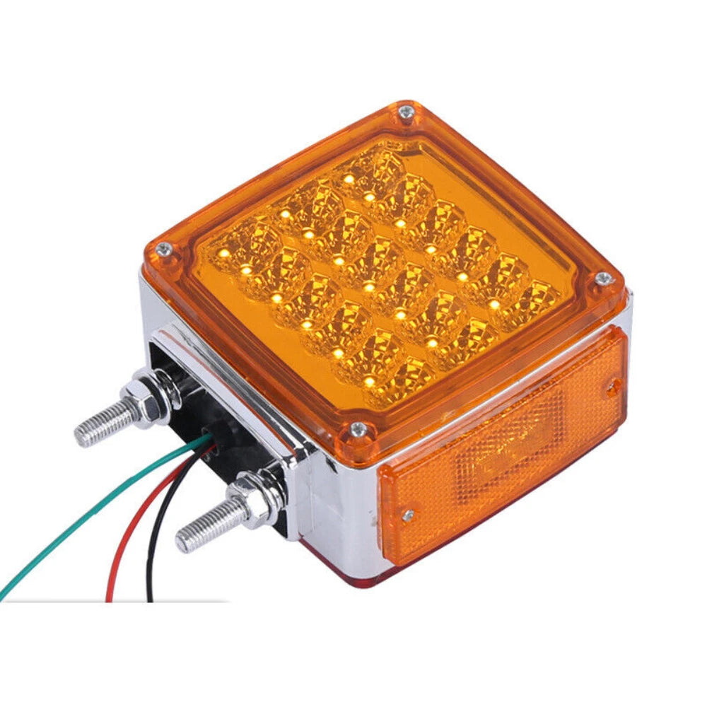 2pc 39LED Double Face Stud Mount Pedestal Fender Stop Turn Tail Light Amber Red Truck Caravan Lights Camper Brake Signal Lamp