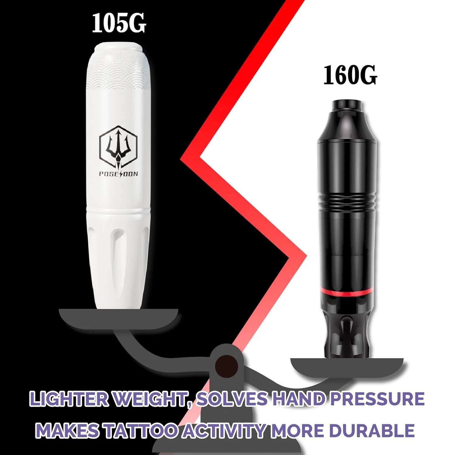 Tattoo Kit POSEIDON High Power Tattoo Pen Kit For Permanent Makeup Tattoo Machine Kit White Tattoo Power Supply Tattoo Gun Kit